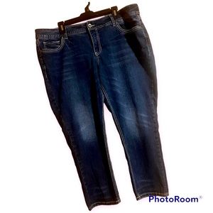 Curvy 18W Skinny Jeans Dark Denim Wash Stretch Active Form Fitting Spandex Fit